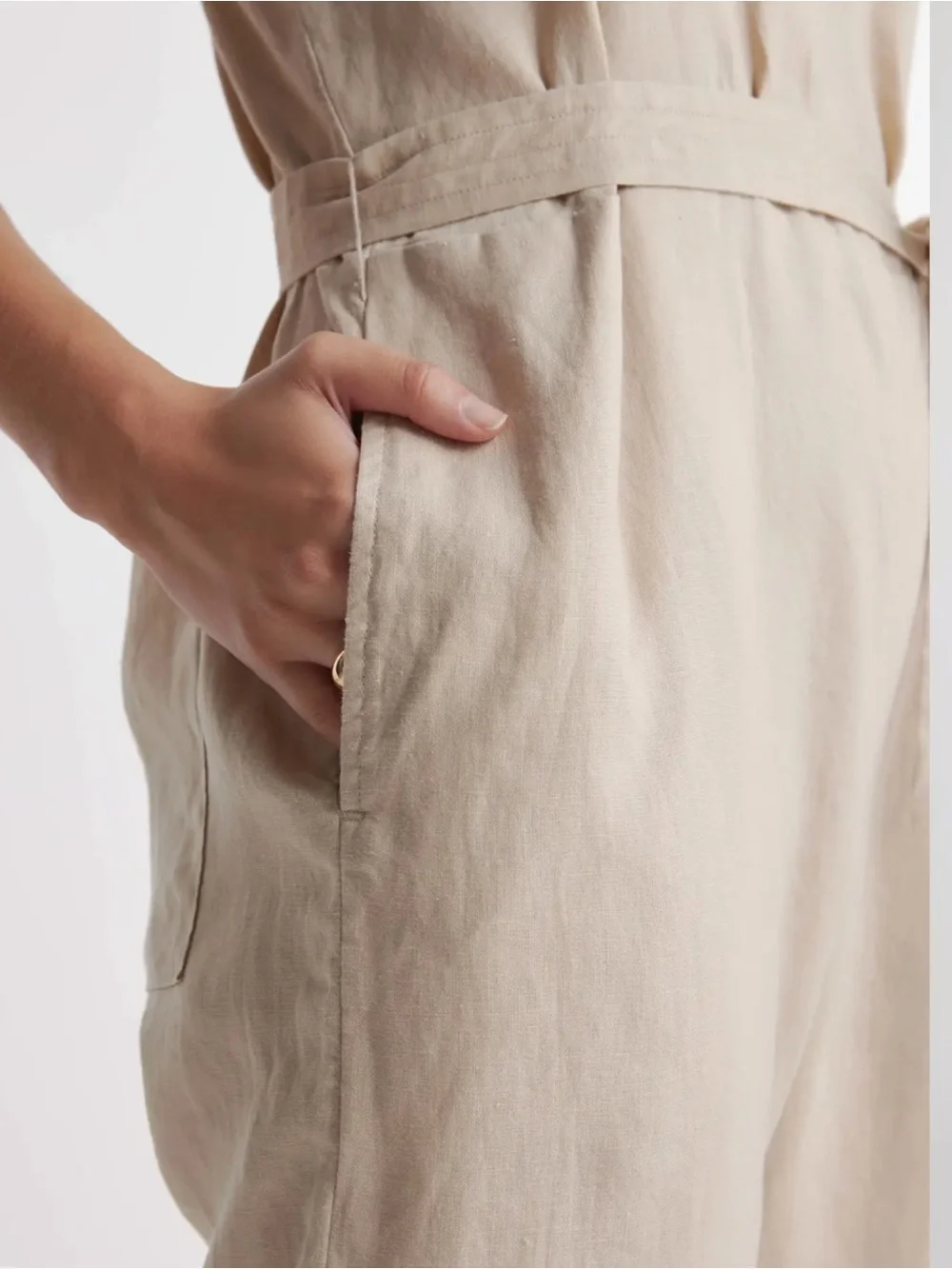 Quince 100% European Linen Square Neck Jumpsuit